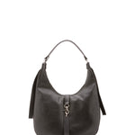Borsa a spalla da donna 100% vera pelle 4607-NERO Alessia Firenze