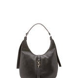 Borsa a spalla da donna 100% vera pelle 4607-NERO Alessia Firenze