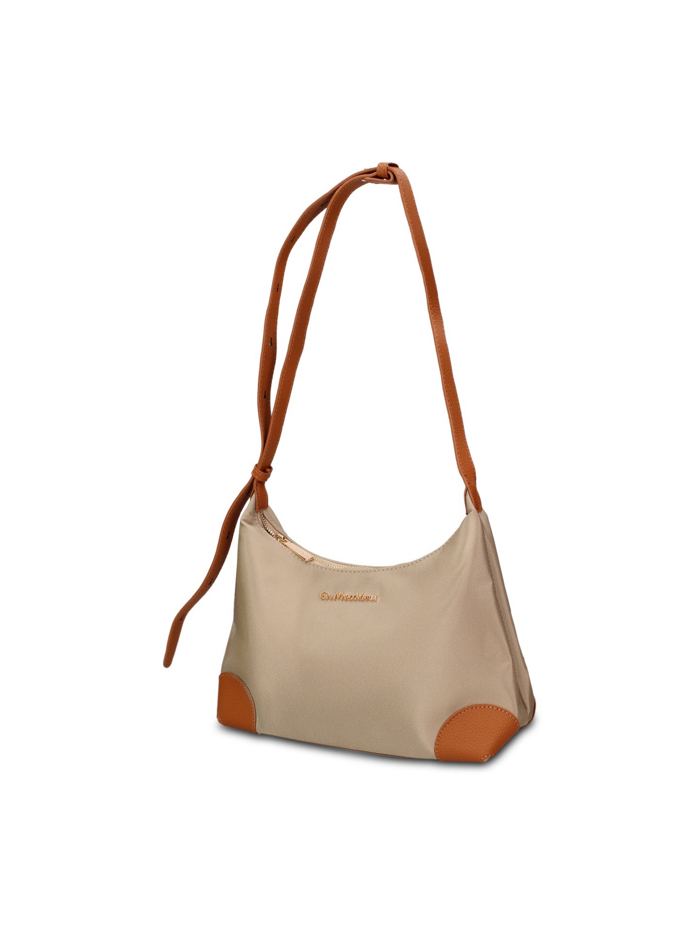 Borsa a Tracolla in 100% Pu Vegan Leather Beige