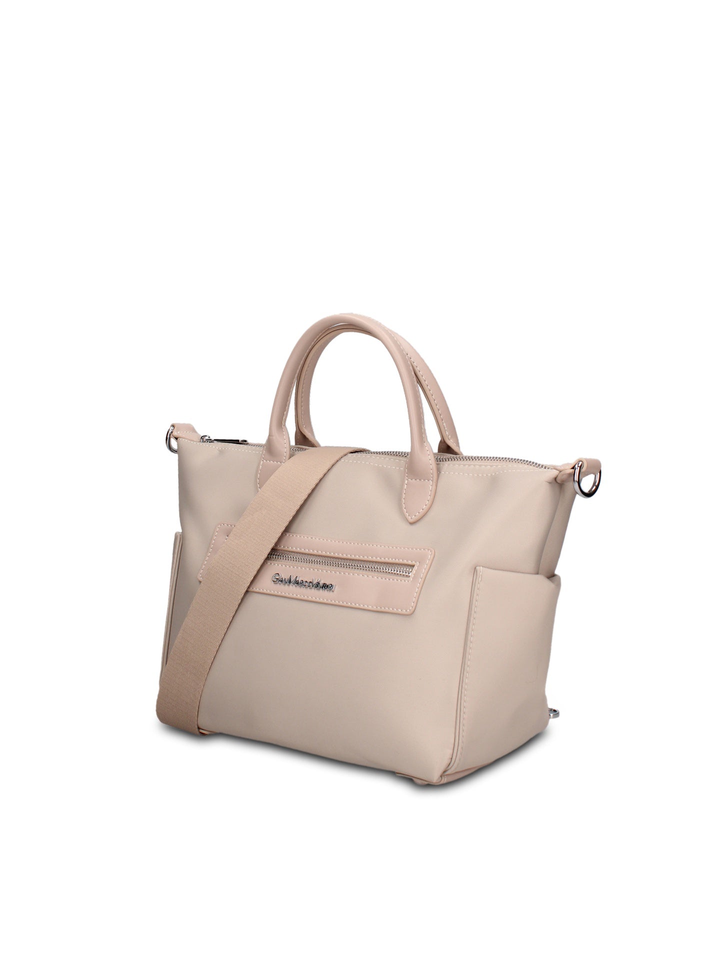 Borsa a Mano in 100% Pu Vegan Leather Beige