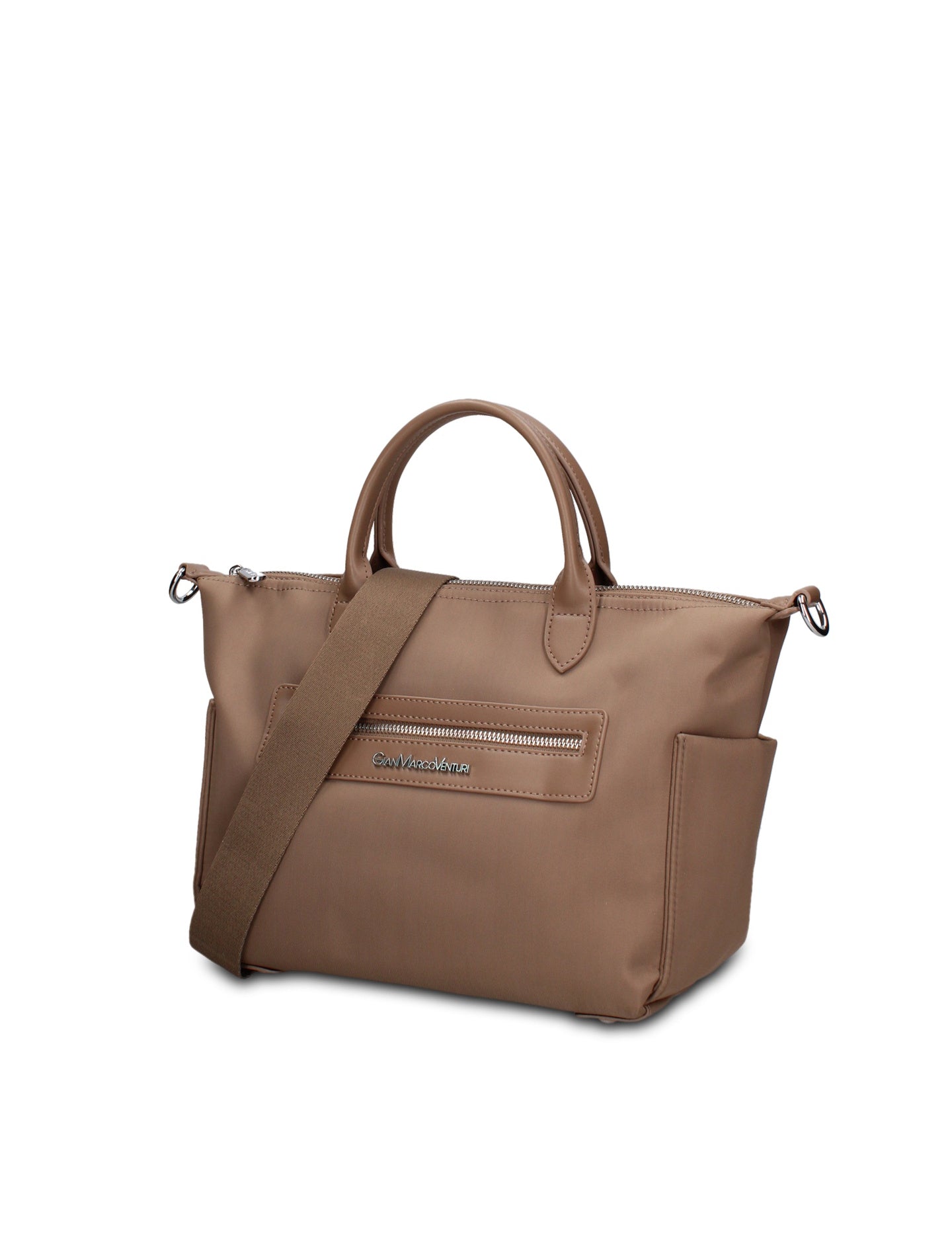 Borsa a Mano in 100% Pu Vegan Leather Verde Militare