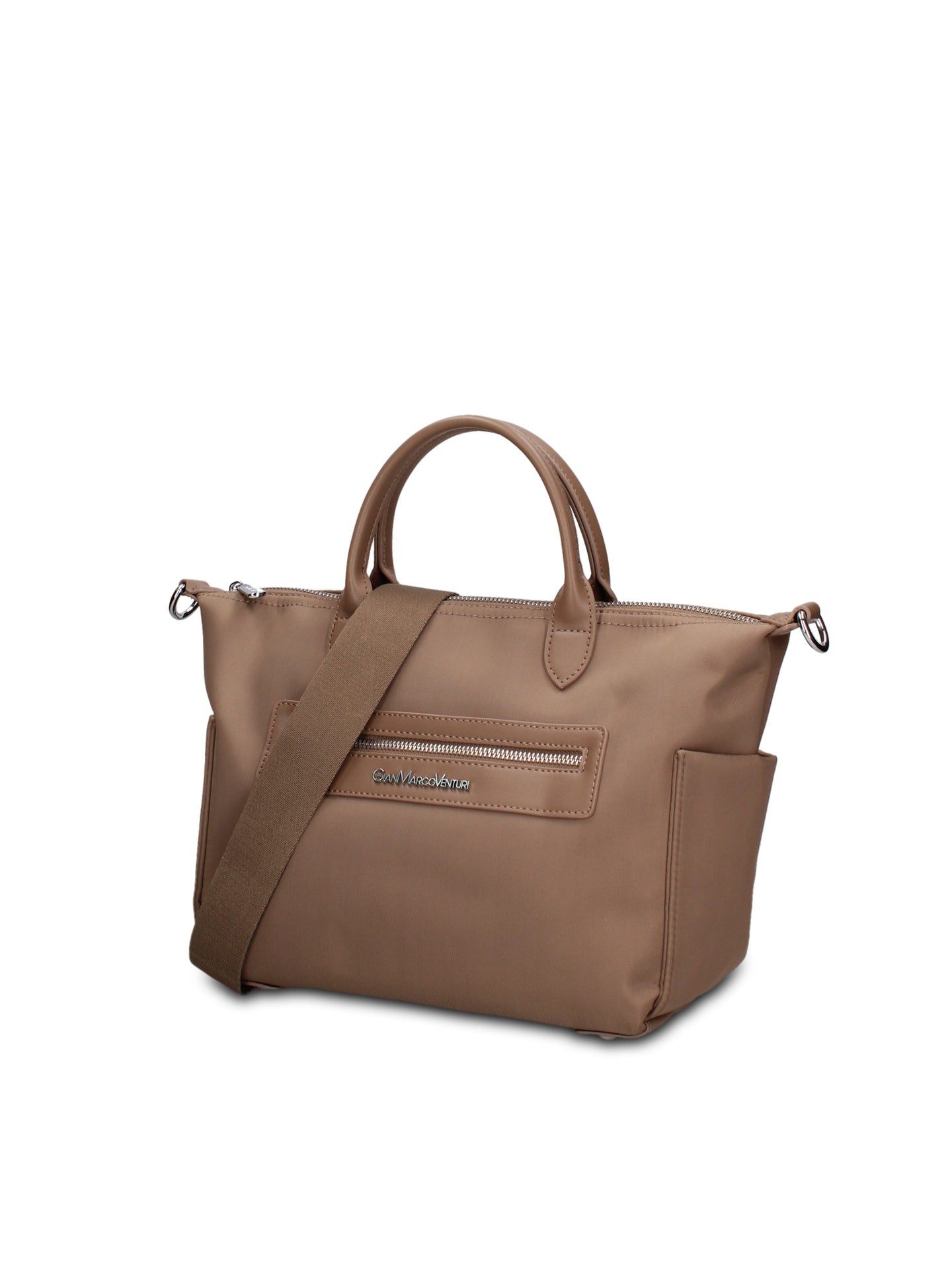 Borsa a Mano in 100% Pu Vegan Leather Verde Militare