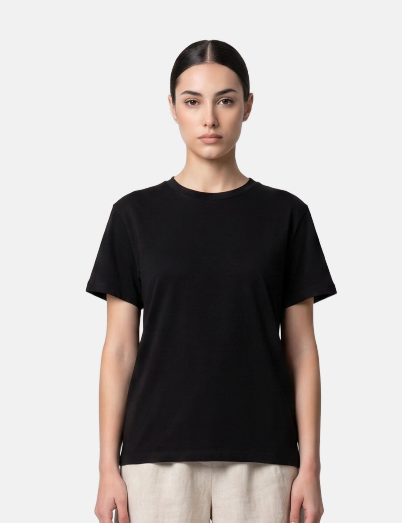 T-shirt in 84% Cotone 16% Elastan Nero