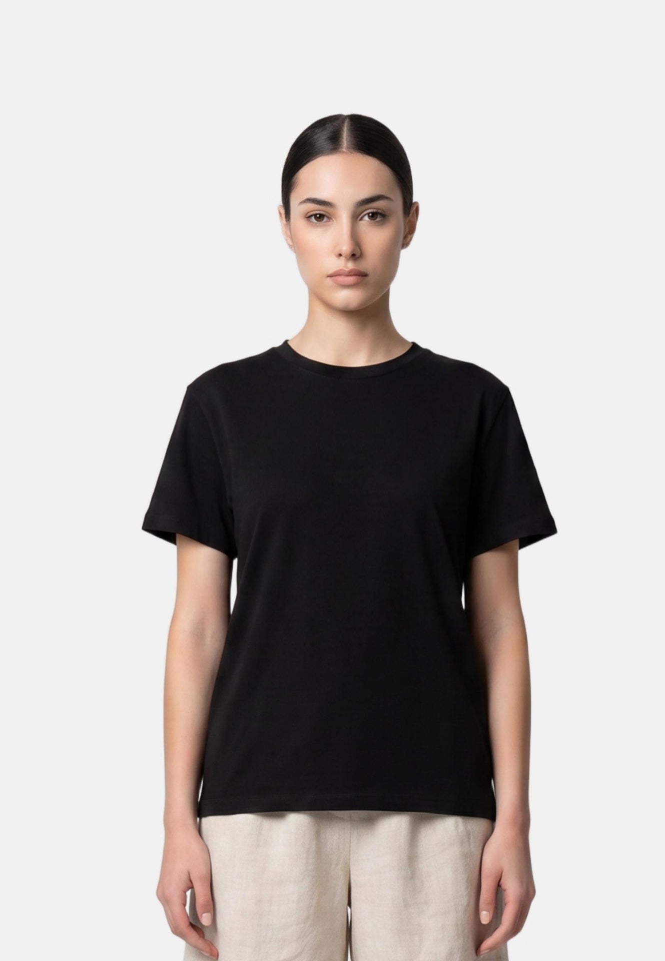 T-shirt in 84% Cotone 16% Elastan Nero
