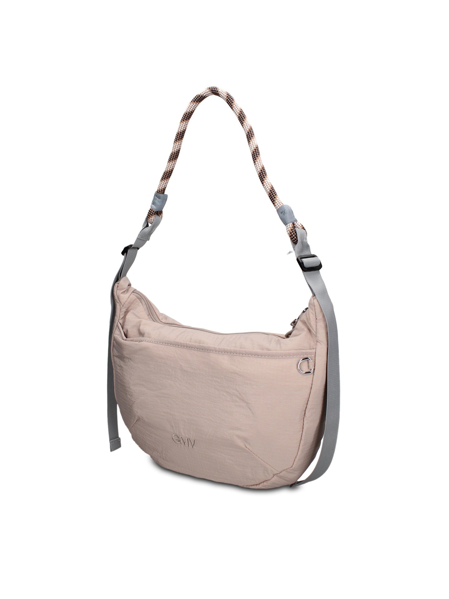 Borsa a Spalla in 100% Pu Vegan Leather Grigio Chiaro