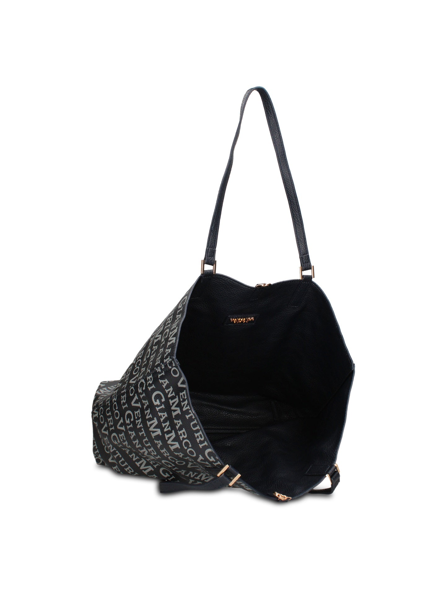 Borsa Shopper in 100% Pu Vegan Leather Blu