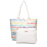 Borsa Shopper in 100% Pu Vegan Leather Bianco