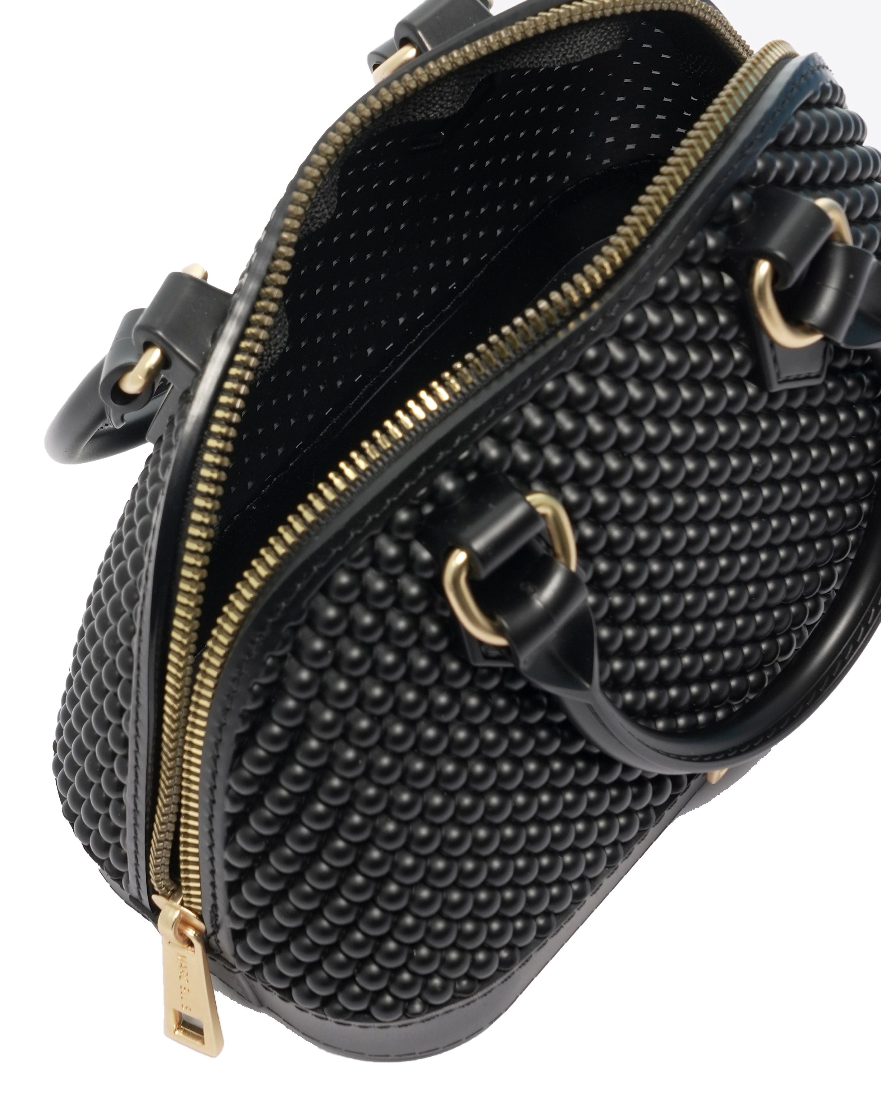Borsa a mano da donna 100% Pvc FLAT XS BALL-BLACK + OFF GOLD Marc Ellis