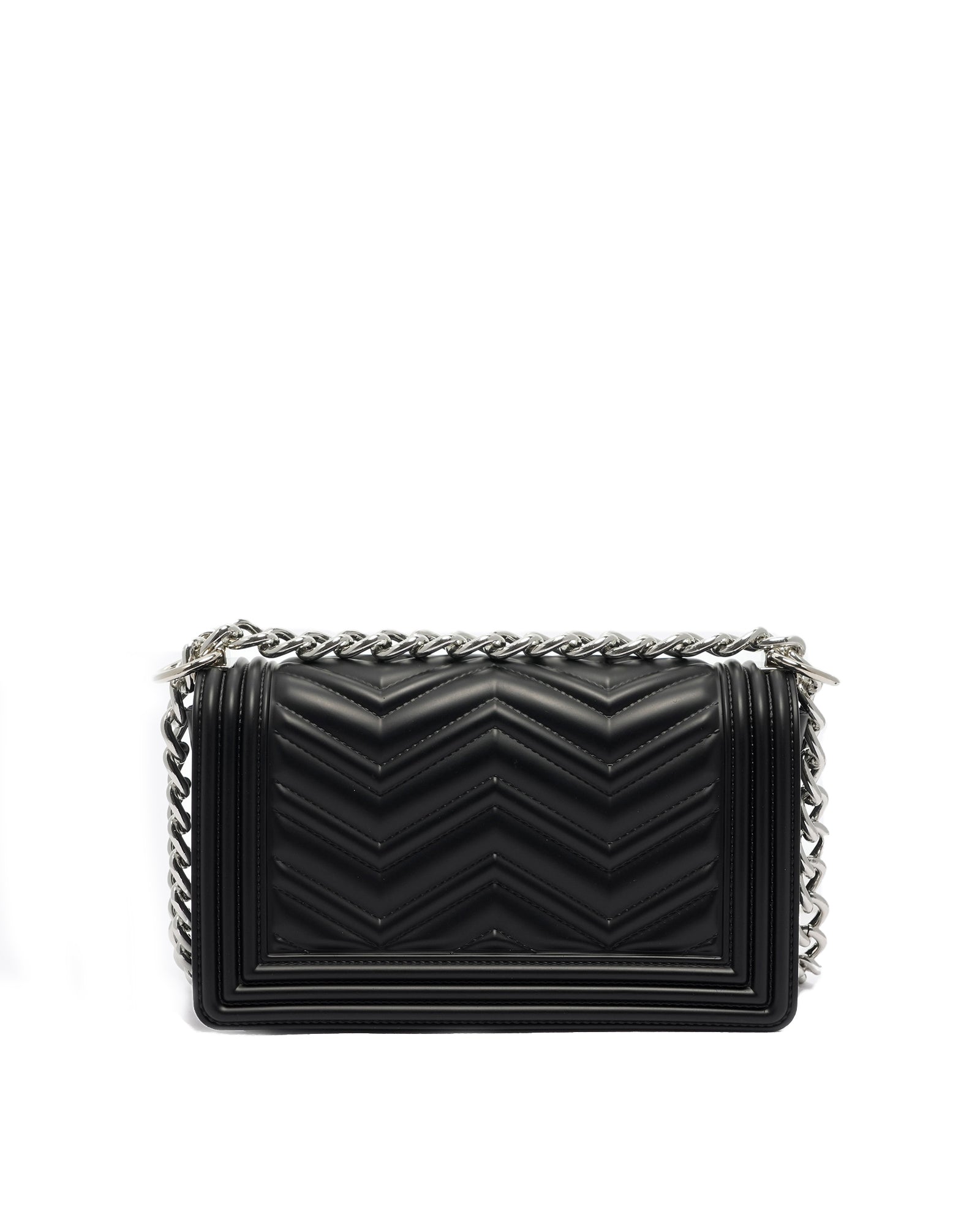 Borsa a mano da donna 100% PVC FLAT S MANHATTAN-BLACK + SILVER Marc Ellis
