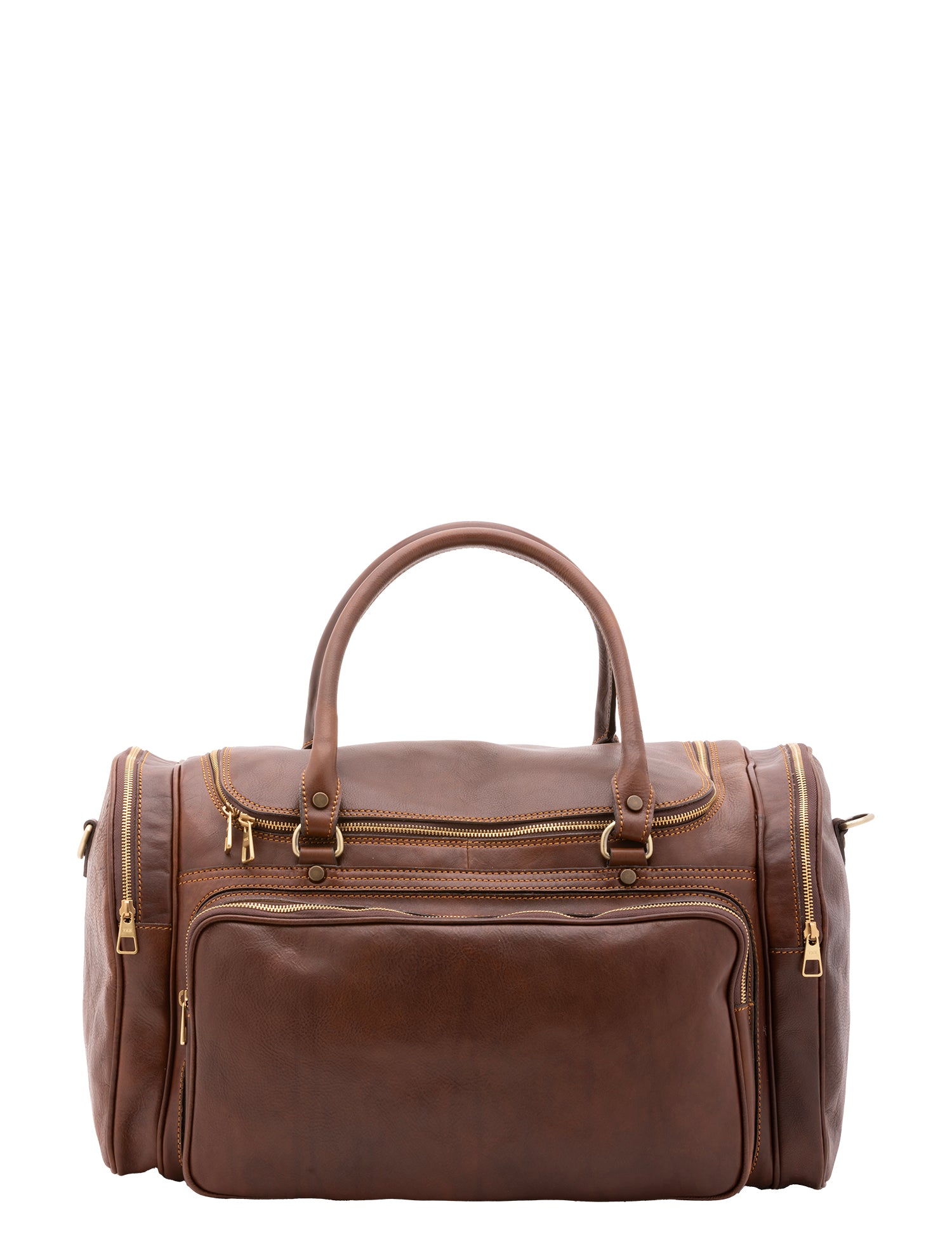 Borsa da viaggio unisex in vera pelle 100% cotone 4045-TESTA DI MORO Alessia Firenze