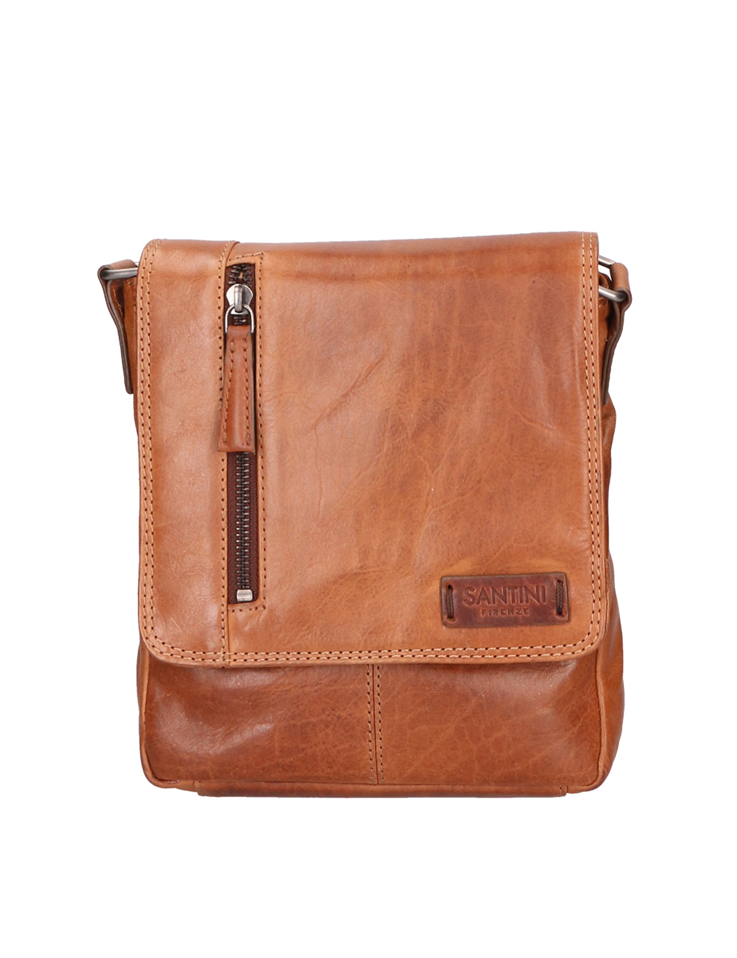 Borsa a tracolla unisex vera pelle Made in Italy SN5863547-TAN Santini Firenze