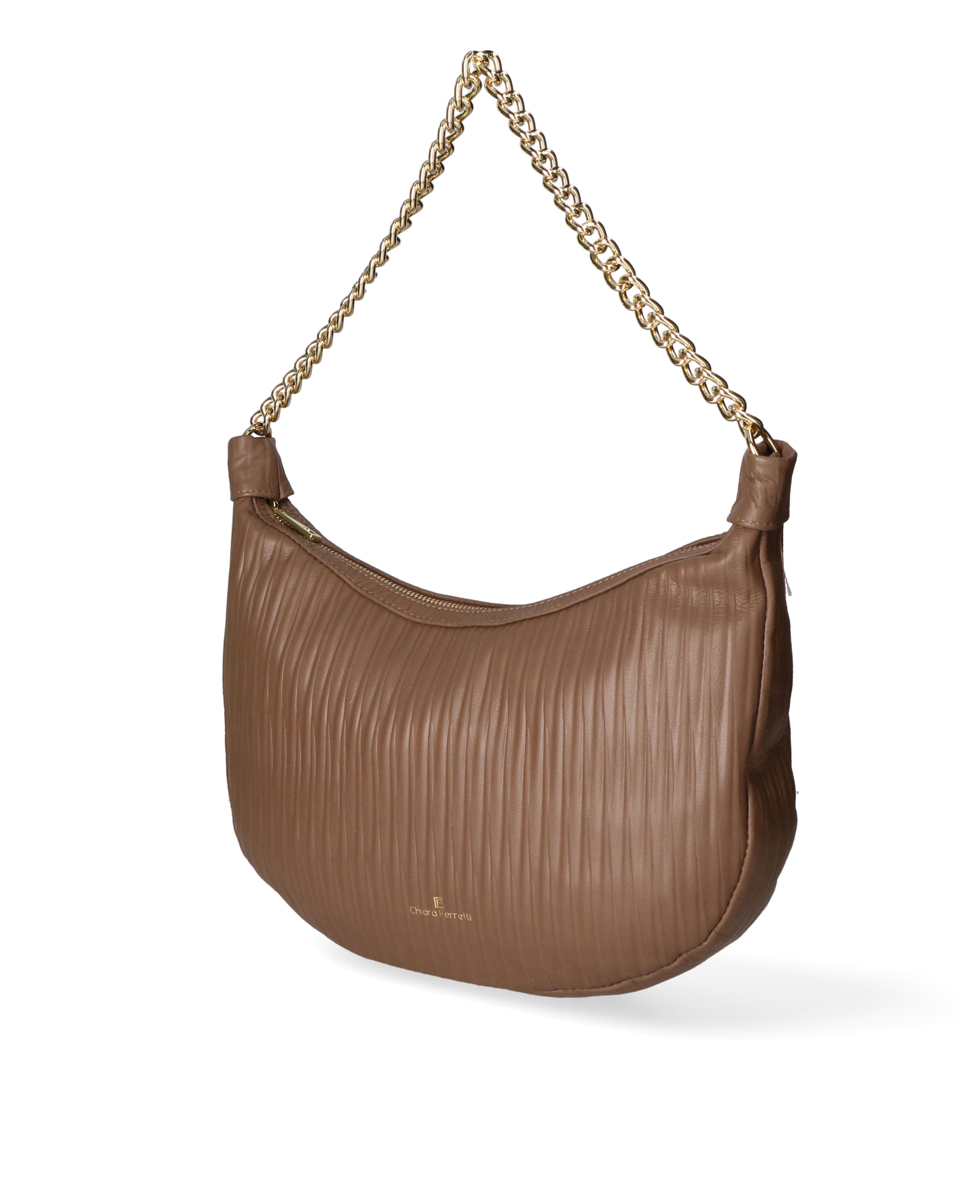 Zelia Nova Borsa a spalla da donna Vera pelle 03818-S11 TAUPE SCURO Chiara Ferretti