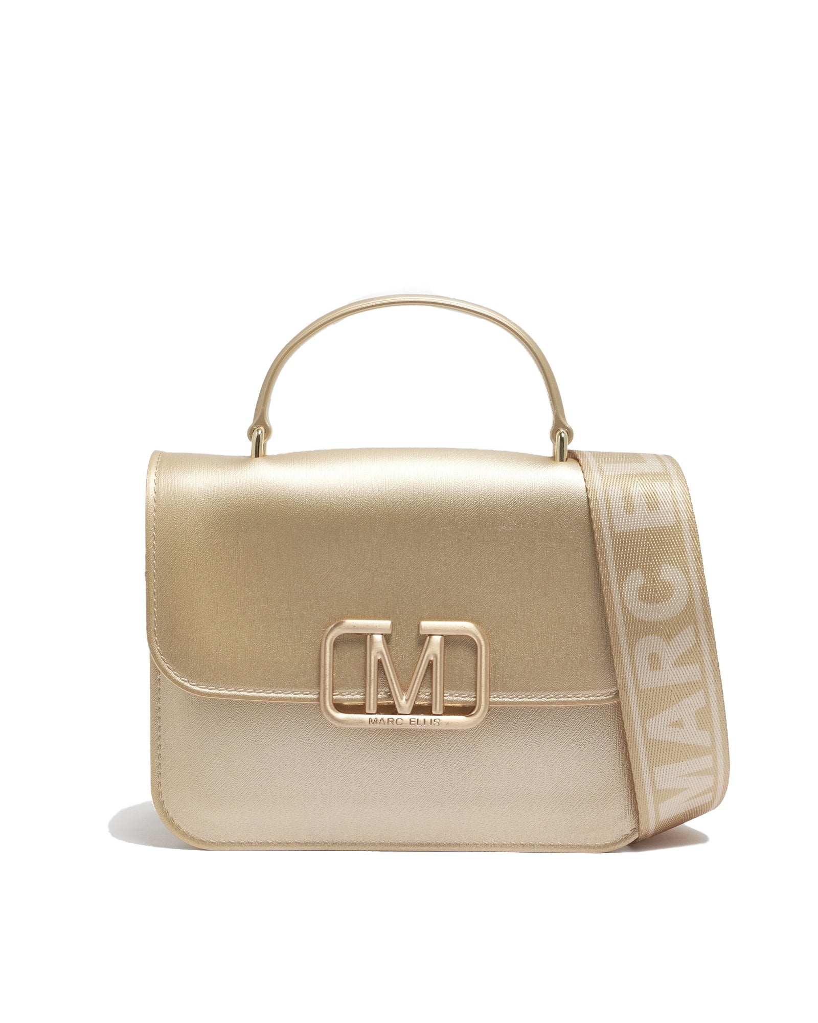 Borsa a mano da donna 100% Pvc FLAT EAR-GOLD + BRUSH GOLD Marc Ellis