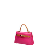Borsa a mano da donna 100% vera pelle 07221-D02 FUXIA+D44 CUOIO Roberta Rossi