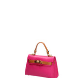 Borsa a mano da donna 100% vera pelle 07221-D02 FUXIA+D44 CUOIO Roberta Rossi