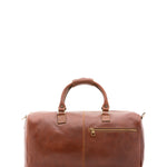 Borsa da viaggio unisex in vera pelle 100% cotone 4311-MARRONE Alessia Firenze