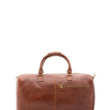 Borsa da viaggio unisex in vera pelle 100% cotone 4311-MARRONE Alessia Firenze
