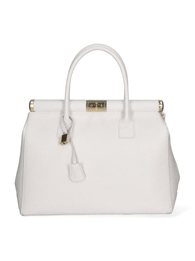 Aleria Borsa a Mano Vera pelle in Vera Pelle Bianco