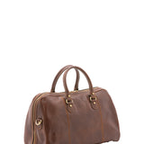 Borsa da viaggio unisex in vera pelle 100% cotone 4040-TESTA DI MORO Alessia Firenze
