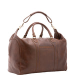 Borsa da viaggio unisex in vera pelle 100% cotone 4046-TESTA DI MORO Alessia Firenze
