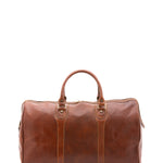 Borsa da viaggio unisex in vera pelle 100% cotone 4039-MARRONE Alessia Firenze