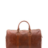 Borsa da viaggio unisex in vera pelle 100% cotone 4039-MARRONE Alessia Firenze