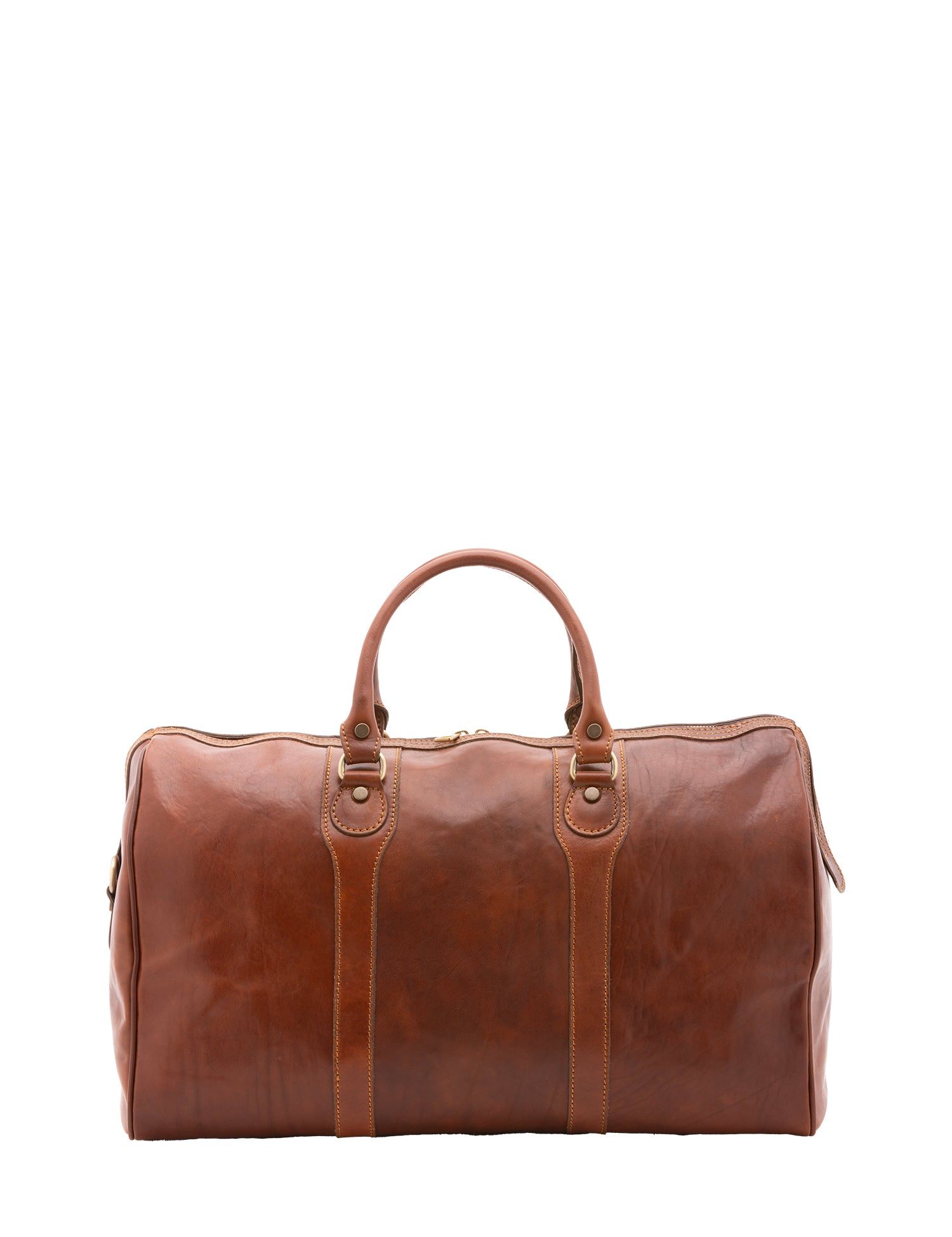 Borsa da viaggio unisex in vera pelle 100% cotone 4039-MARRONE Alessia Firenze