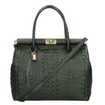 Deborah Borsa a mano da donna Pelle Croco Stampata 7727-C14 VERDE SCURO Gave Lux