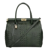 Deborah Borsa a mano da donna Pelle Croco Stampata 7727-C14 VERDE SCURO Gave Lux