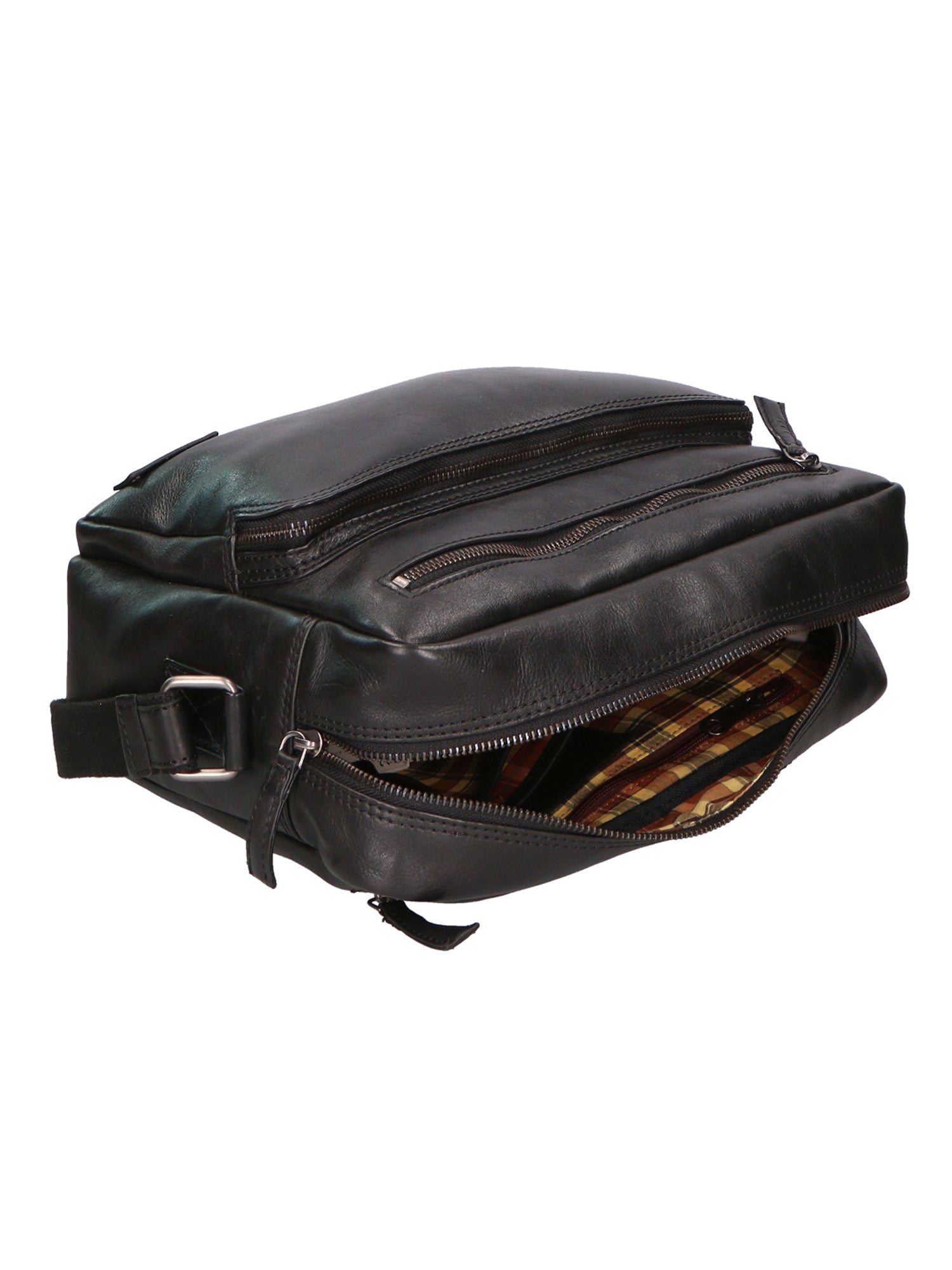 Borsa a tracolla unisex in vera pelle 100% pelle di vacchetta SN5862747-BLACK Santini Firenze