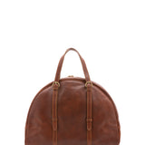 Borsa da viaggio unisex in vera pelle 100% cotone 4589-MARRONE Alessia Firenze