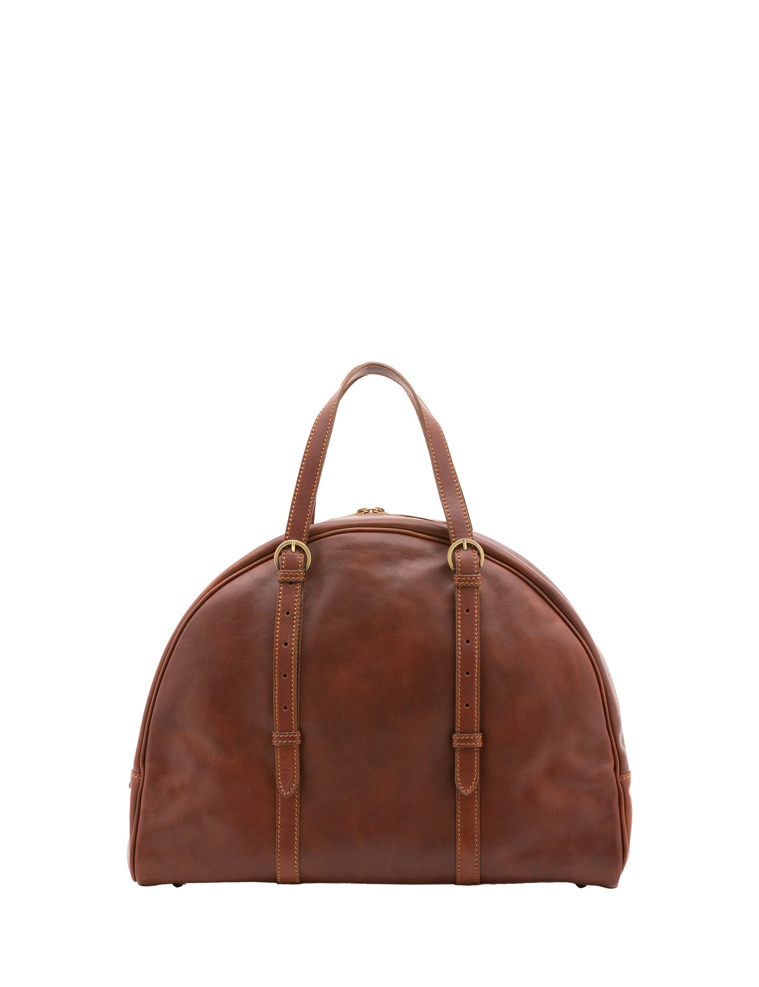 Borsa da viaggio unisex in vera pelle 100% cotone 4589-MARRONE Alessia Firenze