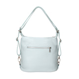 Women's White Convertible Shoulder Bag in Genuine Leather Made in Italy 30x26x9 cm