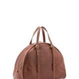 Borsa da viaggio unisex in vera pelle 100% cotone 4589-MARRONE Alessia Firenze