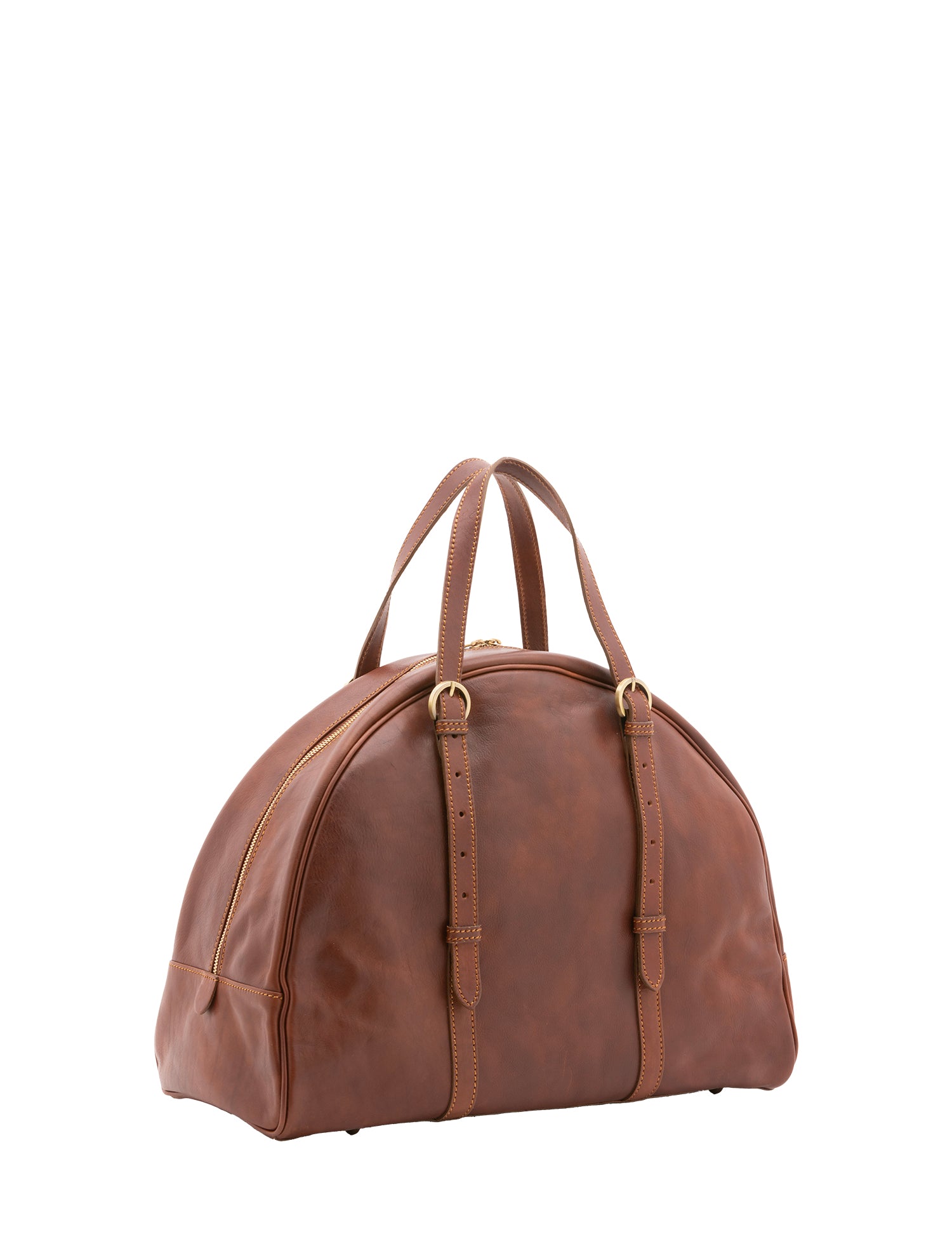 Borsa da viaggio unisex in vera pelle 100% cotone 4589-MARRONE Alessia Firenze