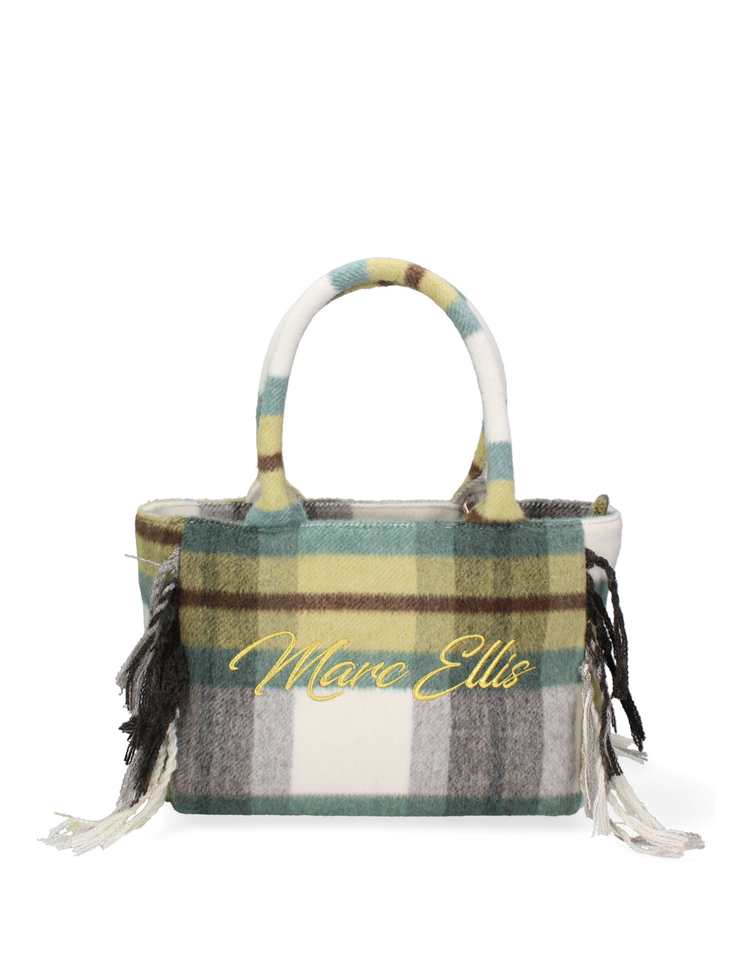 Borsa a mano da donna 100% lana e tessuto BUBY-TARTAN-M-PYRATE GREEN Marc Ellis