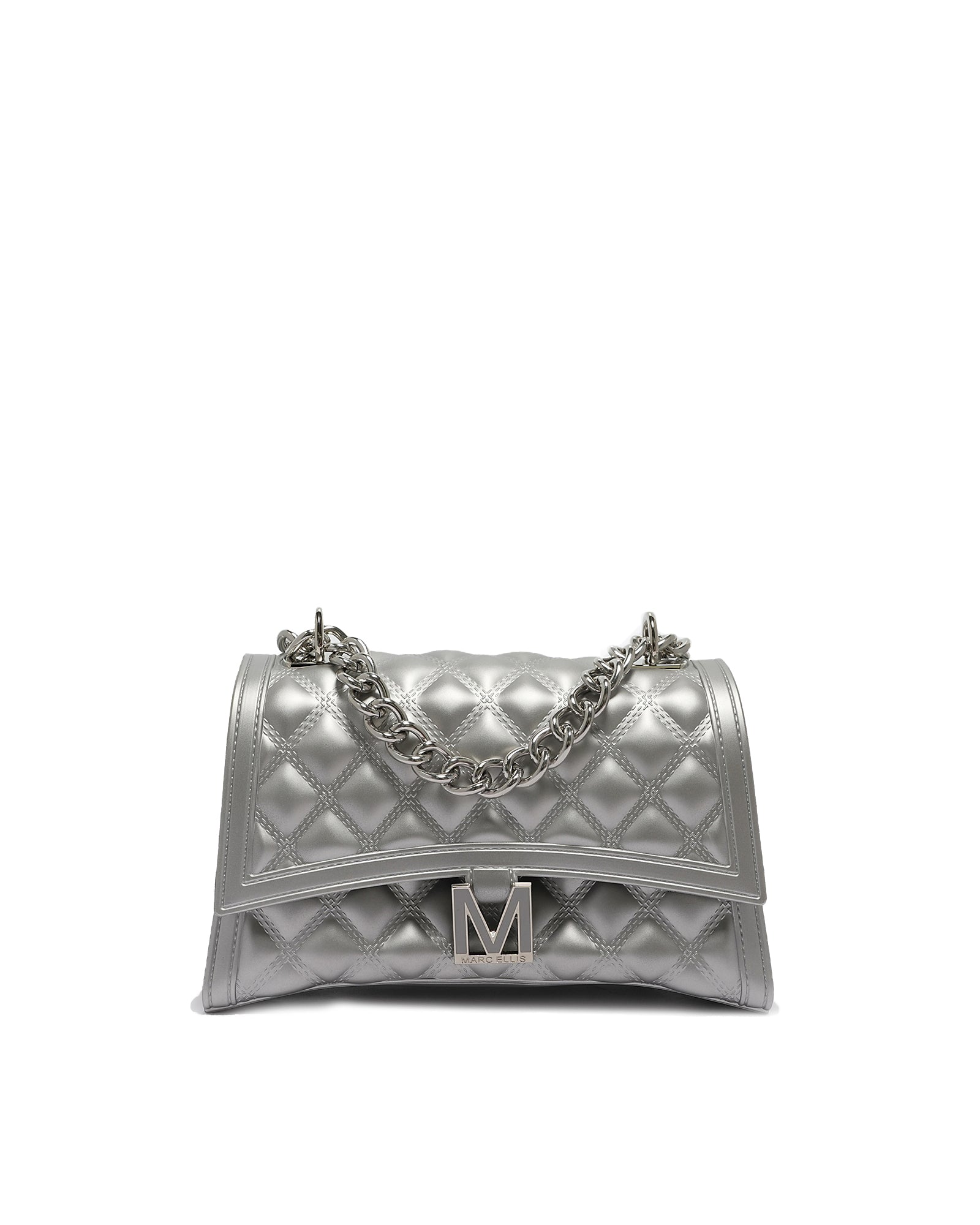 Borsa a mano da donna 100% Pvc FLAT RHOMBUS M-SILVER Marc Ellis