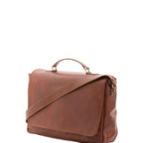 Borsa a mano unisex in vera pelle Made in Italy 4576-MARRONE Alessia Firenze