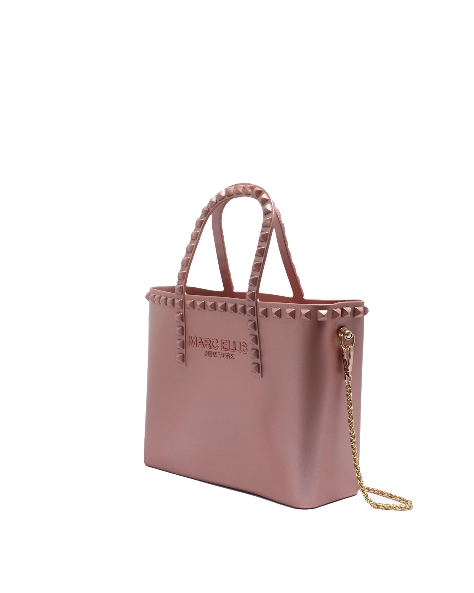 Borsa a mano da donna 100% Pvc FLAT GLAS M-ROSA ANTICO + OFF GOLD Marc Ellis