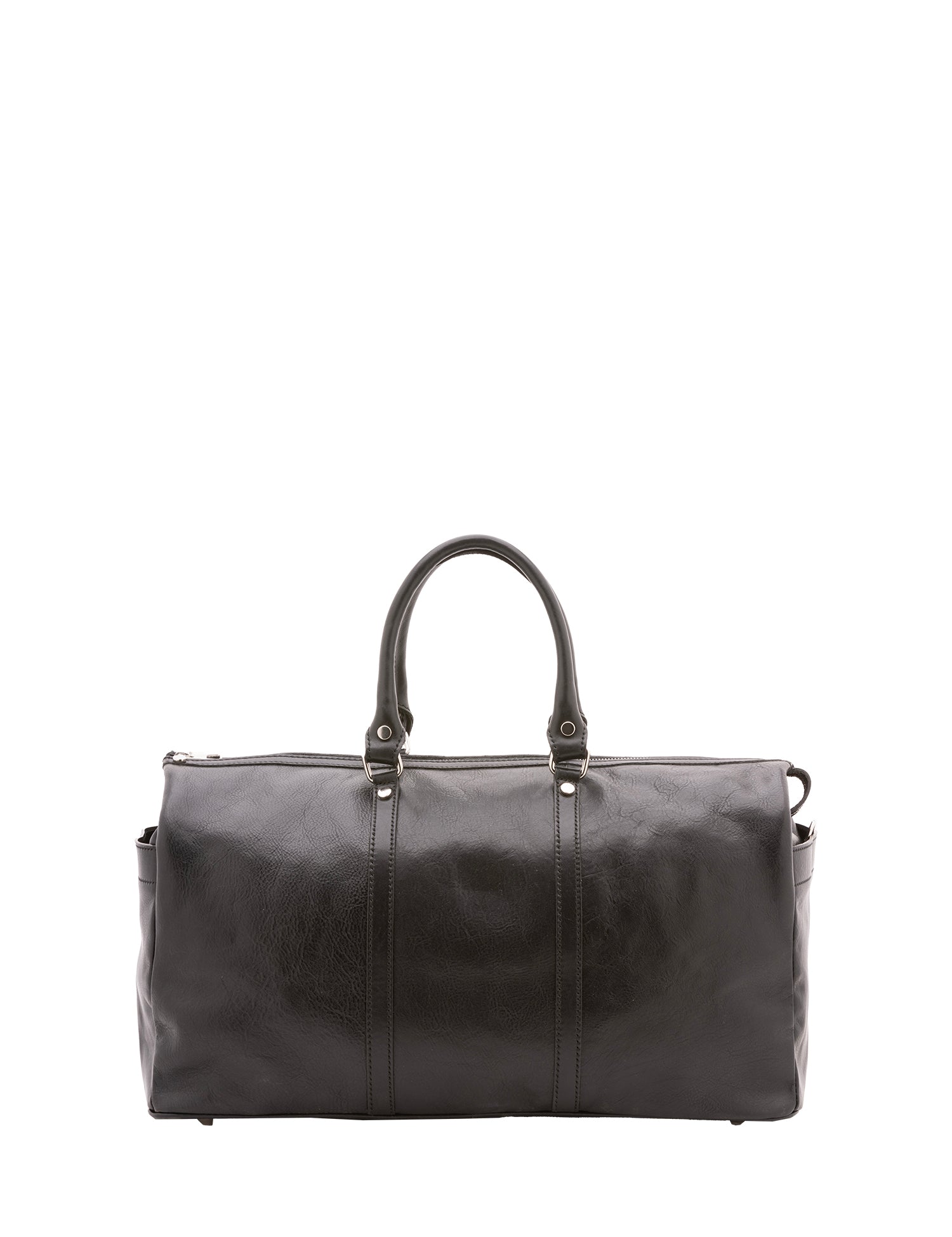 Borsa da viaggio unisex vera pelle 100% cotone 4546-NERO Alessia Firenze
