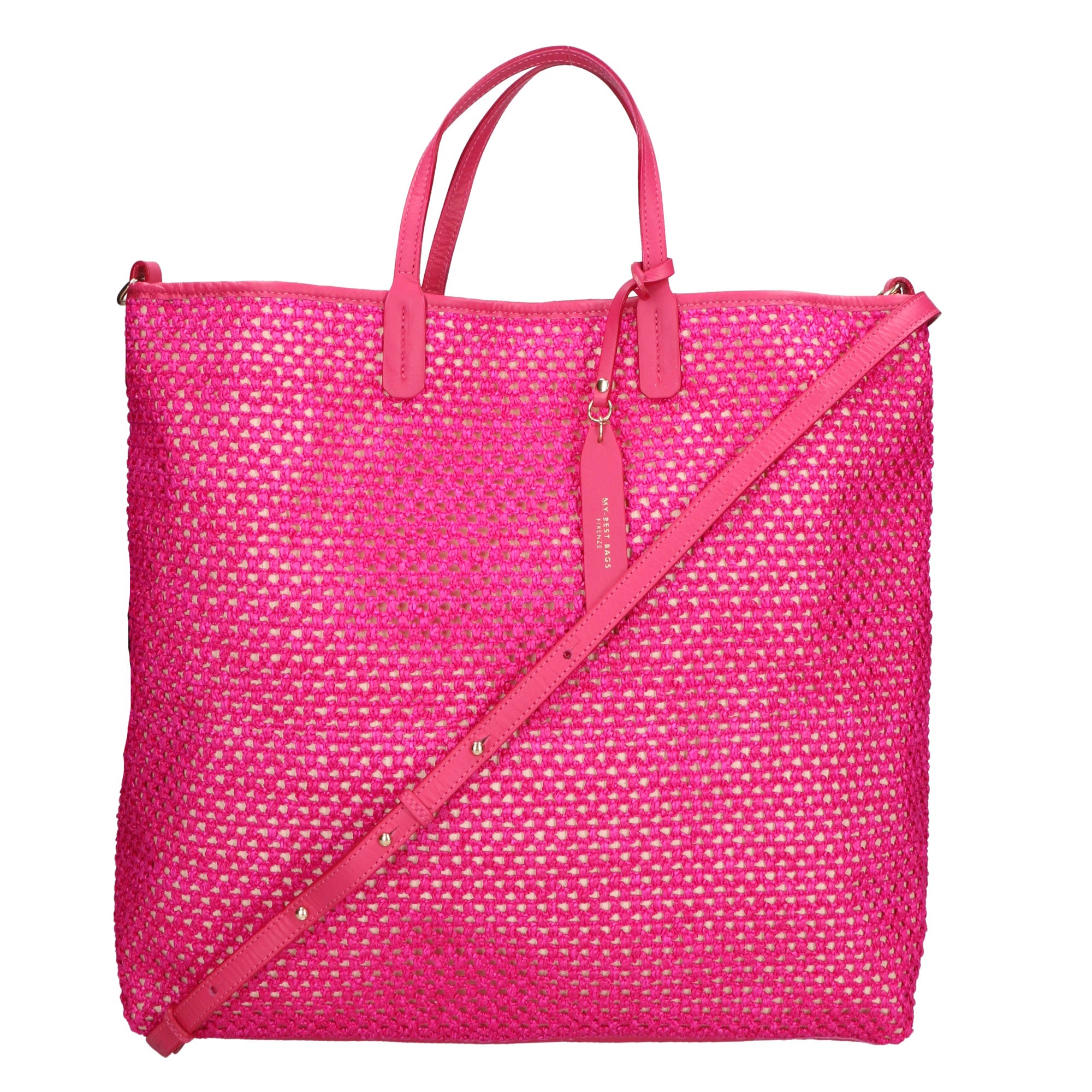 Borsa a mano da donna Paglia e pelle MYB-7027-SS-309 FUXIA My Best Bag
