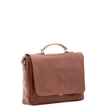 Borsa a mano unisex in vera pelle Made in Italy 4576-MARRONE Alessia Firenze