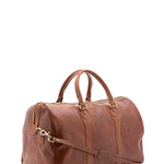 Borsa da viaggio unisex in vera pelle 100% cotone 4039-MARRONE Alessia Firenze