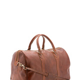 Borsa da viaggio unisex in vera pelle 100% cotone 4039-MARRONE Alessia Firenze