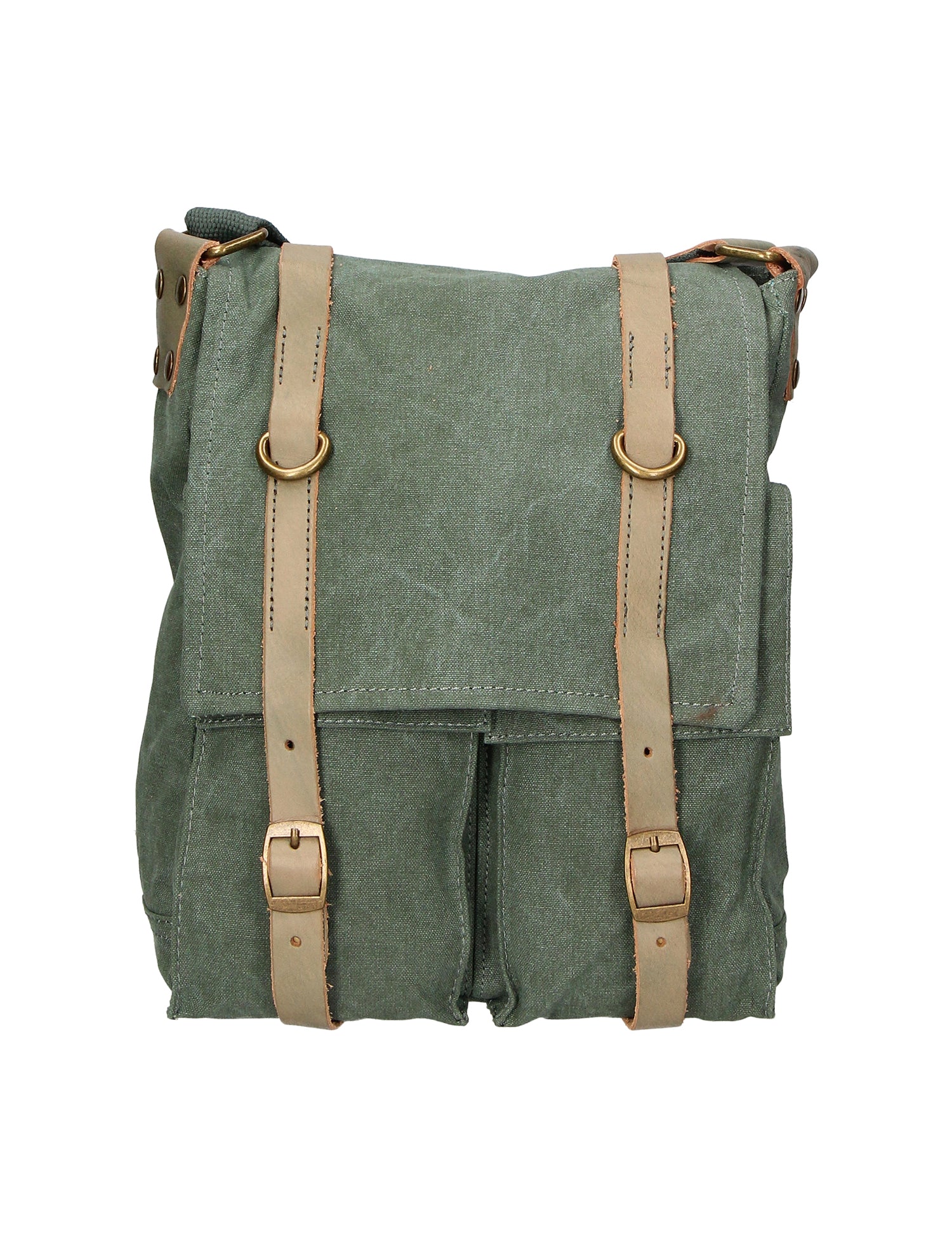 Milena Borsa a tracolla unisex Canvas e vera pelle ZG3009-VERDE GREEN Gave Lux