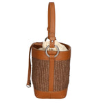Borsa a secchiello da donna Misto pelle e tessuto MYB-05166-SS-25+S17 CUOIO SCURO My Best Bag