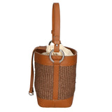 Borsa a secchiello da donna Misto pelle e tessuto MYB-05166-SS-25+S17 CUOIO SCURO My Best Bag