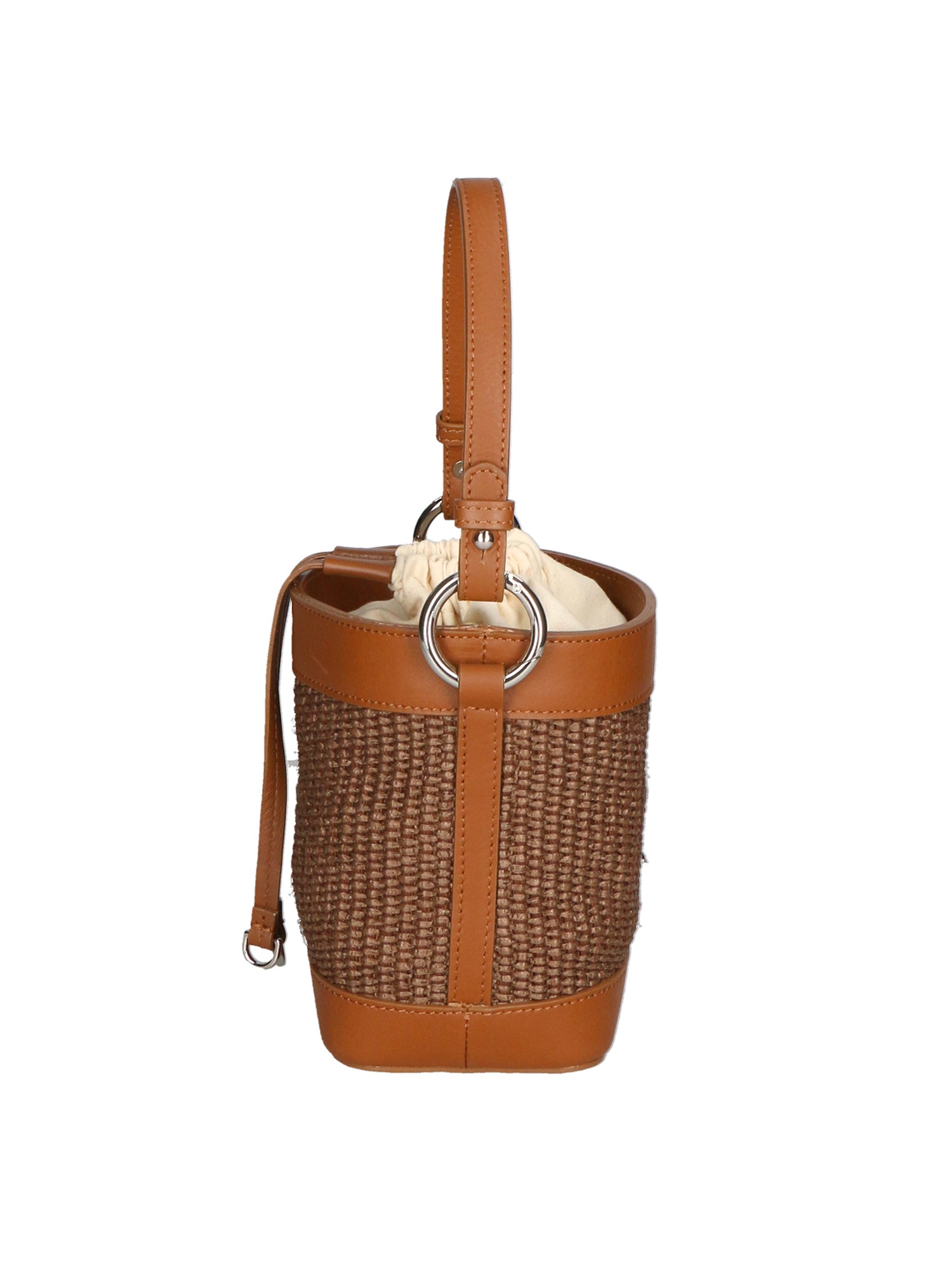 Borsa a secchiello da donna Misto pelle e tessuto MYB-05166-SS-25+S17 CUOIO SCURO My Best Bag