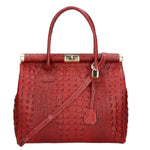 Deborah Borsa a mano da donna Pelle Croco Stampata 7727-C10 ROSSO SCURO Gave Lux