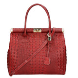 Deborah Borsa a mano da donna Pelle Croco Stampata 7727-C10 ROSSO SCURO Gave Lux